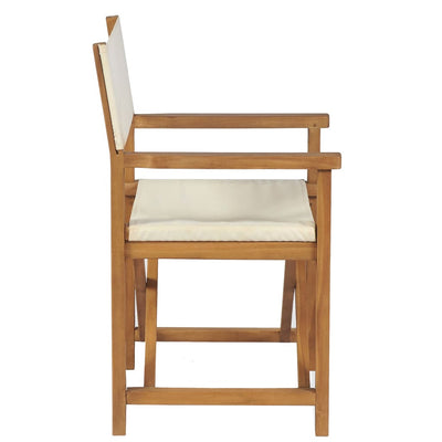 Folding Director's Chair Solid Teak Wood Cream White Payday Deals