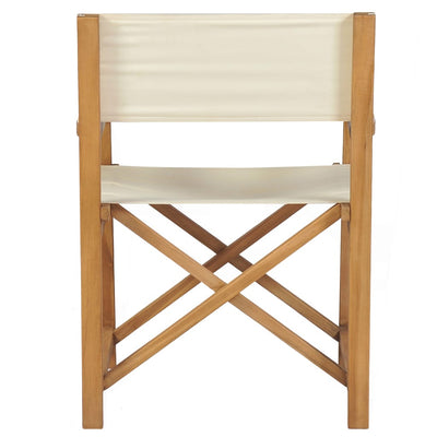 Folding Director's Chair Solid Teak Wood Cream White Payday Deals