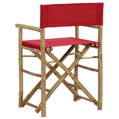 Folding Director's Chairs 2 pcs Red Bamboo and Fabric Payday Deals