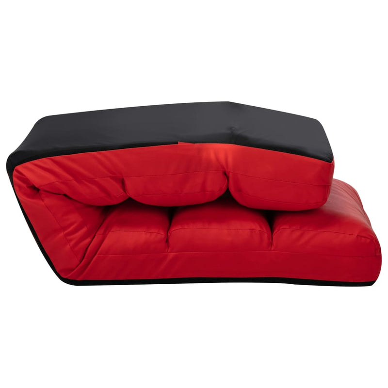 Folding Floor Chair Red Faux Leather Payday Deals