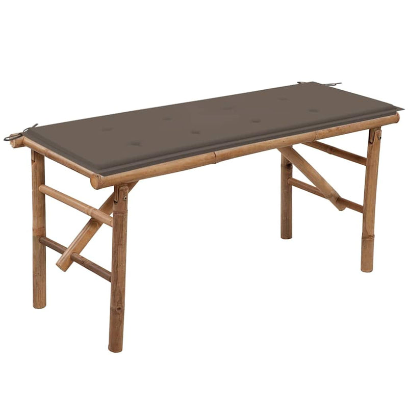 Folding Garden Bench with Cushion 118 cm Bamboo Payday Deals