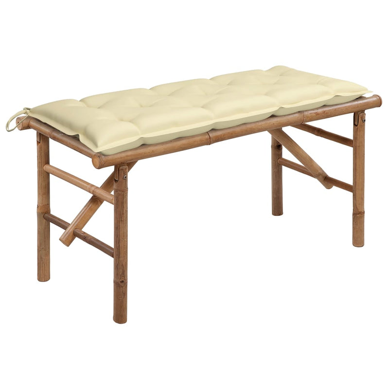 Folding Garden Bench with Cushion 118 cm Bamboo Payday Deals
