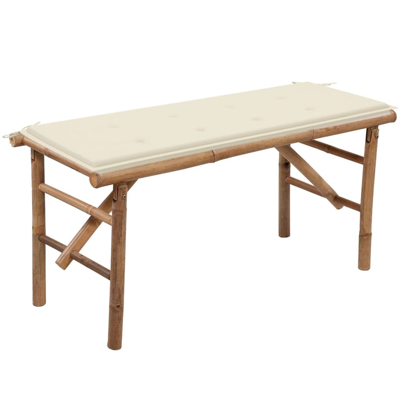 Folding Garden Bench with Cushion 118 cm Bamboo Payday Deals
