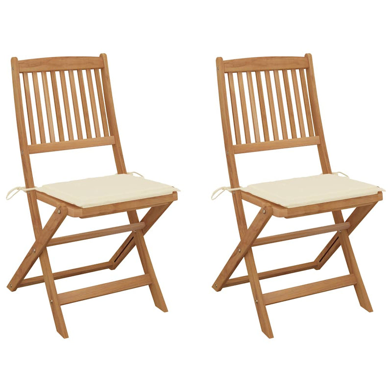 Folding Garden Chairs 2 pcs with Cushions Solid Wood Acacia Payday Deals