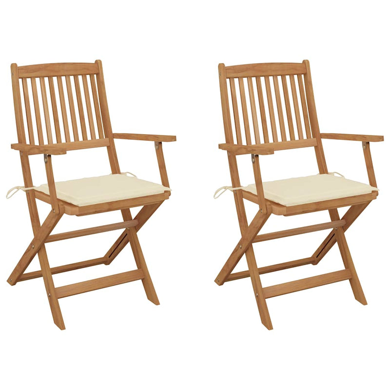 Folding Garden Chairs 2 pcs with Cushions Solid Wood Acacia Payday Deals