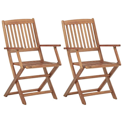 Folding Garden Chairs 2 pcs with Cushions Solid Wood Acacia Payday Deals