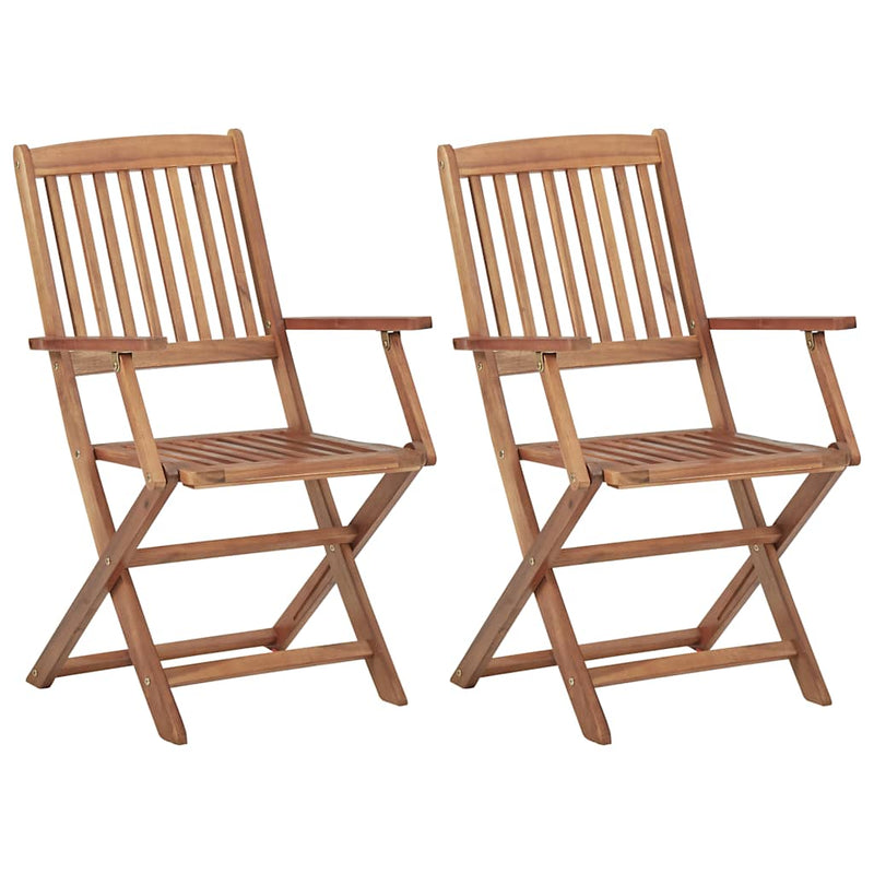 Folding Garden Chairs 2 pcs with Cushions Solid Wood Acacia Payday Deals