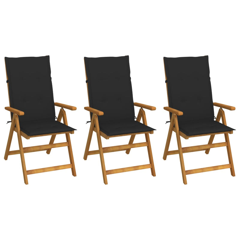 Folding Garden Chairs 3 pcs with Cushions Solid Acacia Wood Payday Deals