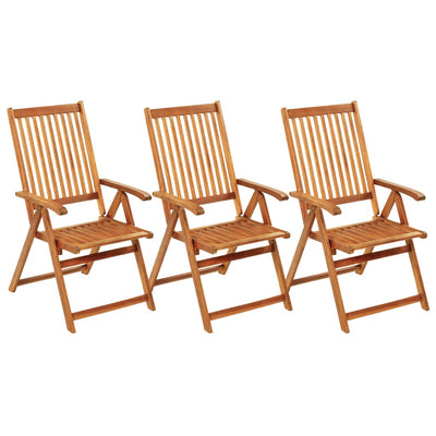 Folding Garden Chairs 3 pcs with Cushions Solid Acacia Wood Payday Deals