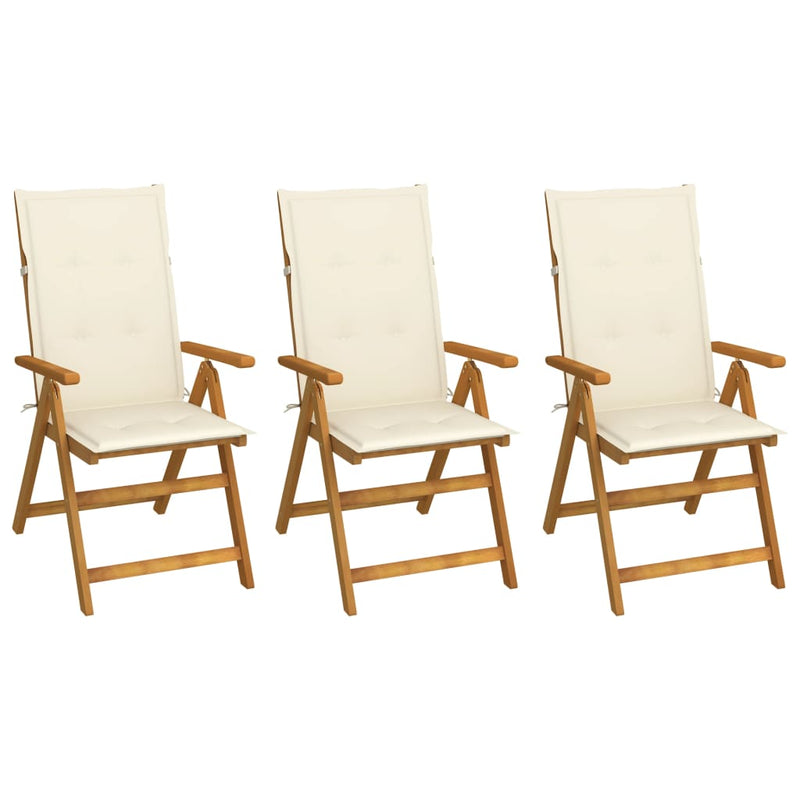 Folding Garden Chairs 3 pcs with Cushions Solid Acacia Wood Payday Deals