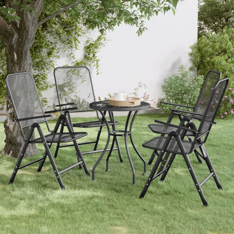 Folding Garden Chairs 4 pcs Expanded Metal Mesh Anthracite Payday Deals