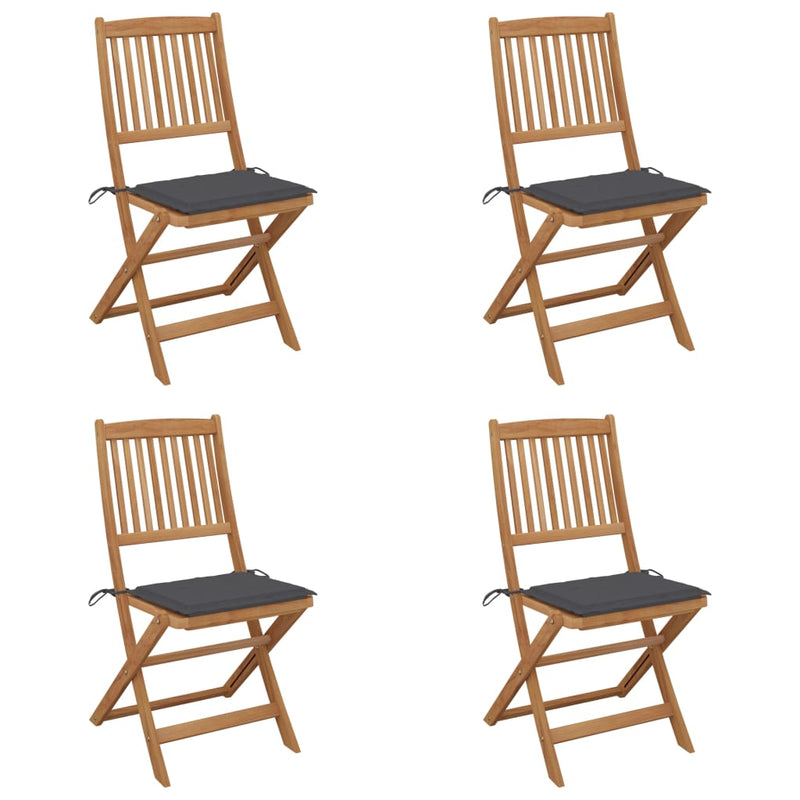 Folding Garden Chairs 4 pcs with Cushions Solid Wood Acacia Payday Deals