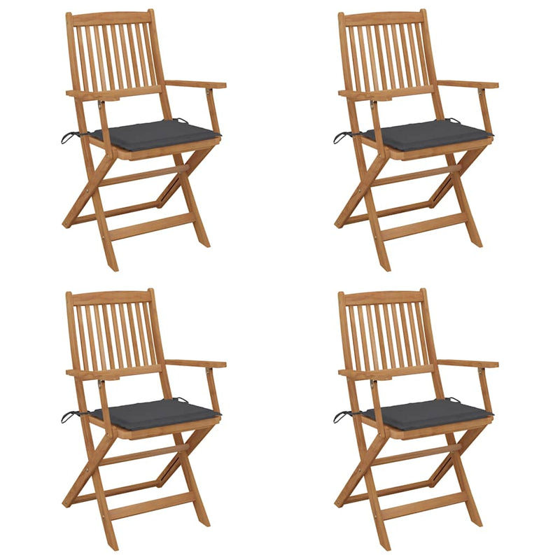 Folding Garden Chairs 4 pcs with Cushions Solid Wood Acacia Payday Deals