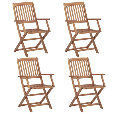 Folding Garden Chairs 4 pcs with Cushions Solid Wood Acacia Payday Deals