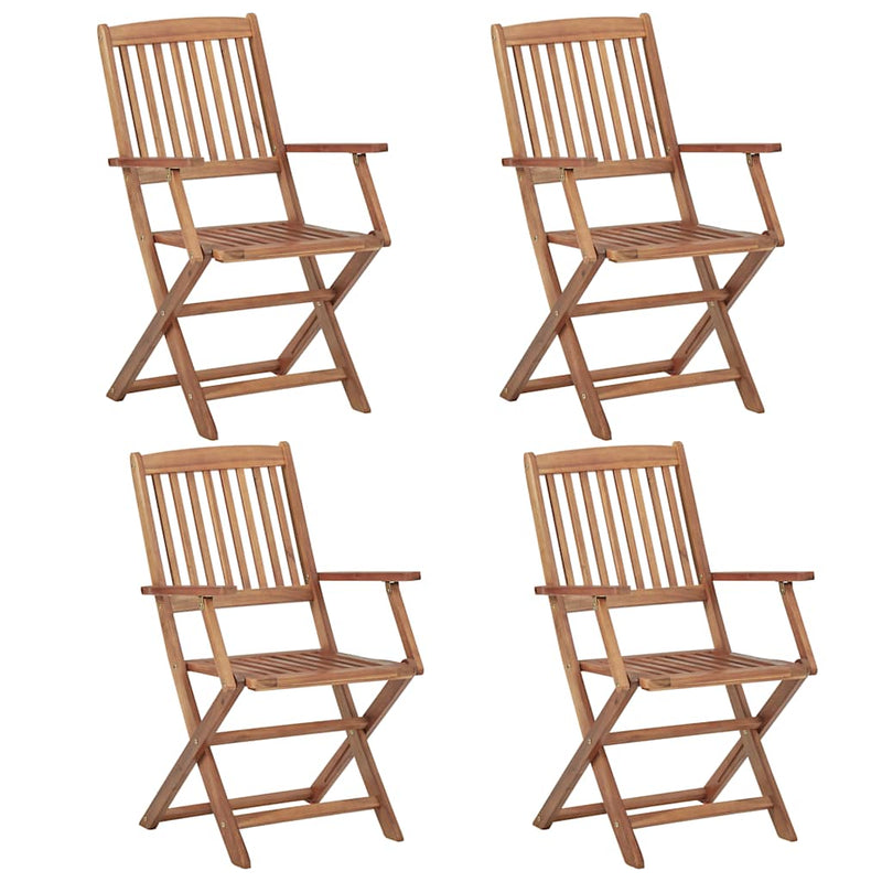 Folding Garden Chairs 4 pcs with Cushions Solid Wood Acacia Payday Deals