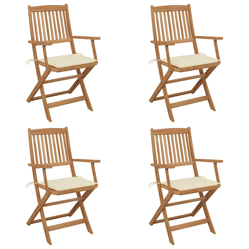 Folding Garden Chairs 4 pcs with Cushions Solid Wood Acacia Payday Deals