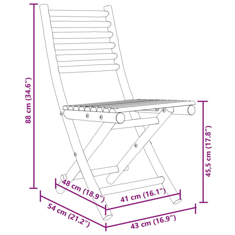 Folding Garden Chairs 6 pcs 43x54x88 cm Bamboo Payday Deals