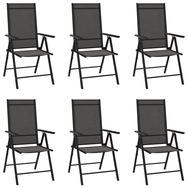 Folding Garden Chairs 6 pcs Textilene Black Payday Deals