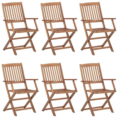 Folding Garden Chairs 6 pcs with Cushions Solid Acacia Wood Payday Deals