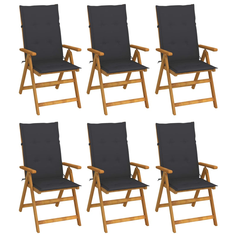 Folding Garden Chairs 6 pcs with Cushions Solid Acacia Wood Payday Deals
