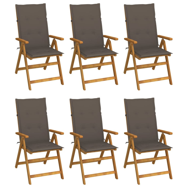 Folding Garden Chairs 6 pcs with Cushions Solid Acacia Wood Payday Deals