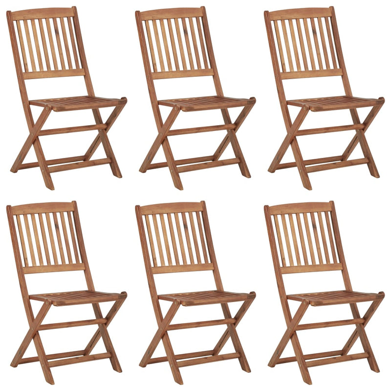 Folding Garden Chairs 6 pcs with Cushions Solid Acacia Wood Payday Deals