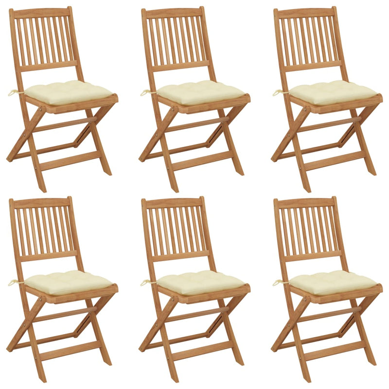 Folding Garden Chairs 6 pcs with Cushions Solid Acacia Wood Payday Deals