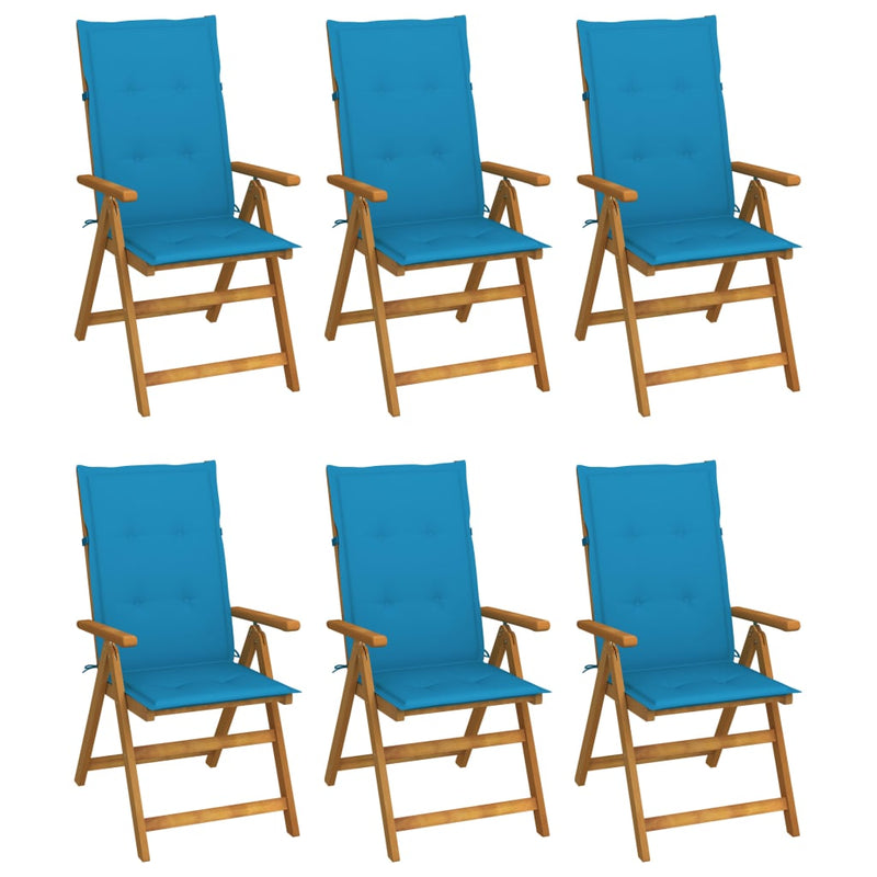 Folding Garden Chairs 6 pcs with Cushions Solid Acacia Wood Payday Deals