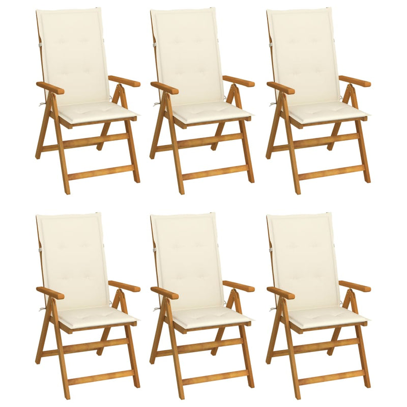 Folding Garden Chairs 6 pcs with Cushions Solid Acacia Wood Payday Deals