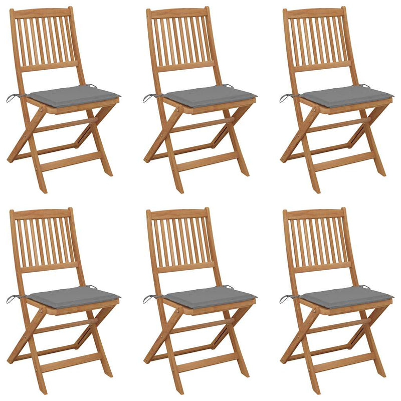 Folding Garden Chairs 6 pcs with Cushions Solid Acacia Wood Payday Deals