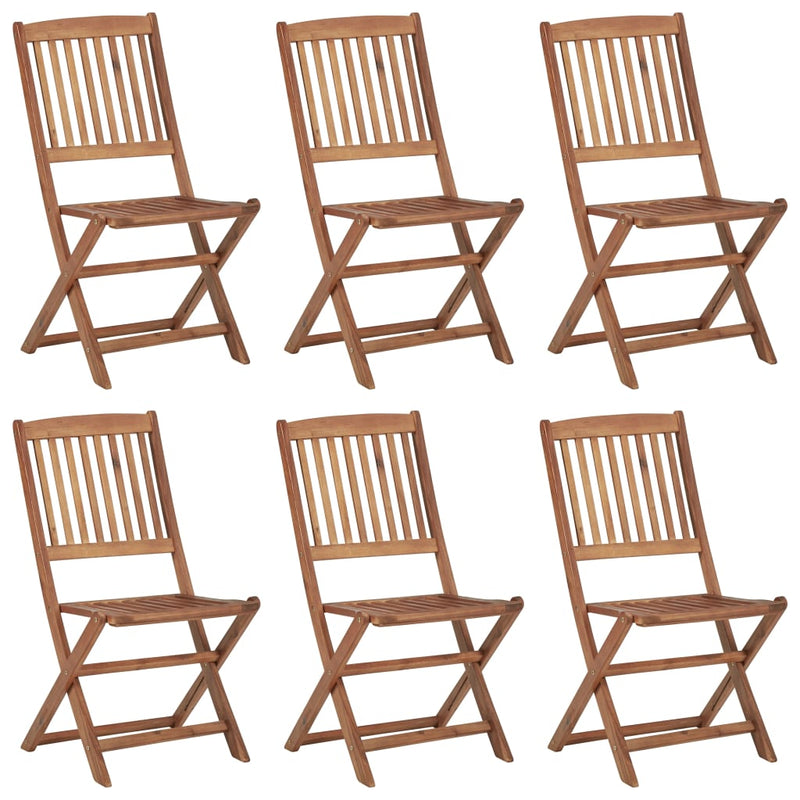 Folding Garden Chairs 6 pcs with Cushions Solid Acacia Wood Payday Deals