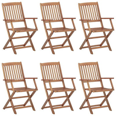 Folding Garden Chairs 6 pcs with Cushions Solid Wood Acacia Payday Deals