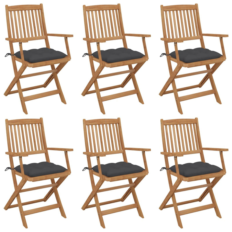 Folding Garden Chairs 6 pcs with Cushions Solid Wood Acacia Payday Deals