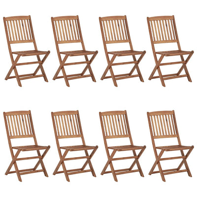 Folding Garden Chairs 8 pcs with Cushions Solid Acacia Wood Payday Deals