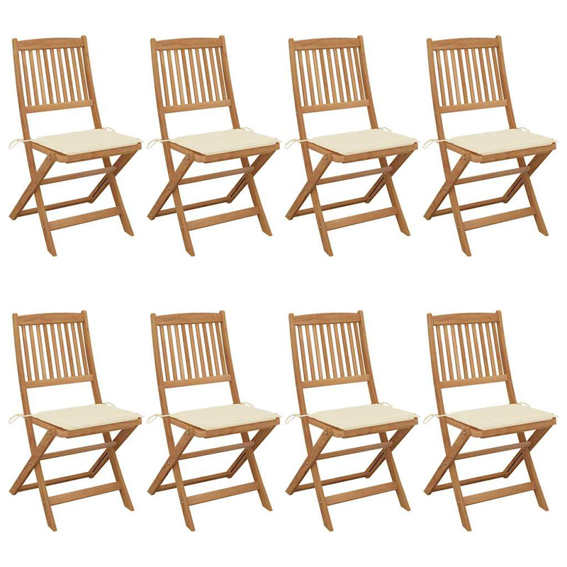 Folding Garden Chairs 8 pcs with Cushions Solid Acacia Wood Payday Deals
