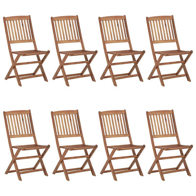 Folding Garden Chairs 8 pcs with Cushions Solid Acacia Wood Payday Deals