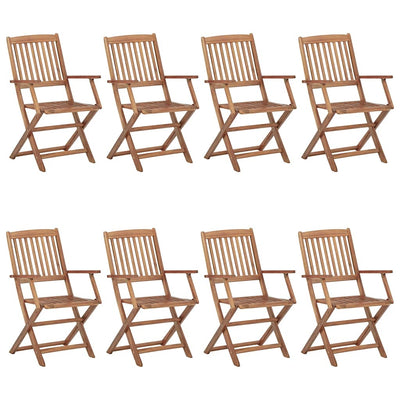Folding Garden Chairs 8 pcs with Cushions Solid Acacia Wood Payday Deals