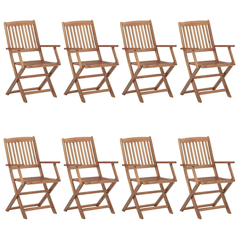 Folding Garden Chairs 8 pcs with Cushions Solid Acacia Wood Payday Deals