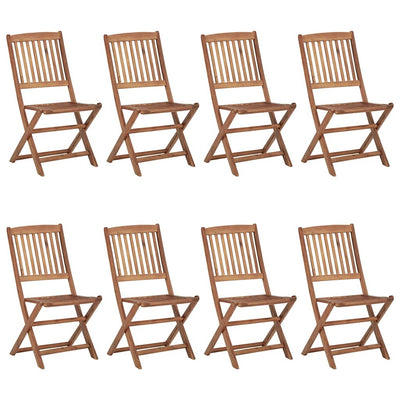 Folding Garden Chairs 8 pcs with Cushions Solid Acacia Wood Payday Deals