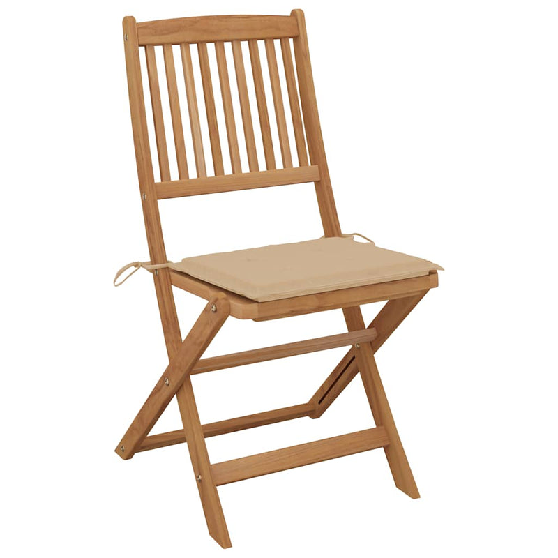 Folding Garden Chairs 8 pcs with Cushions Solid Acacia Wood Payday Deals