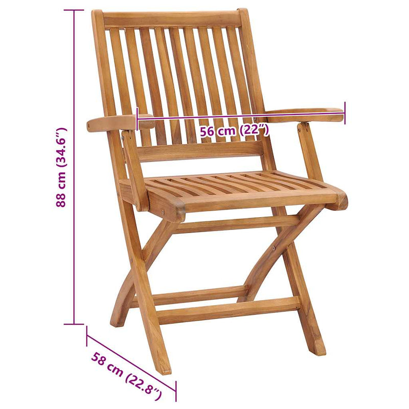 Folding Garden Chairs with Cushions 4 pcs Solid Teak Wood Payday Deals