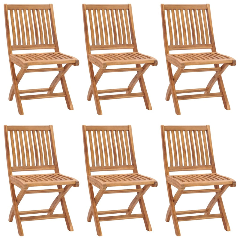 Folding Garden Chairs with Cushions 6 pcs Solid Teak Wood Payday Deals