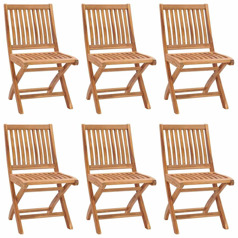 Folding Garden Chairs with Cushions 6 pcs Solid Teak Wood Payday Deals