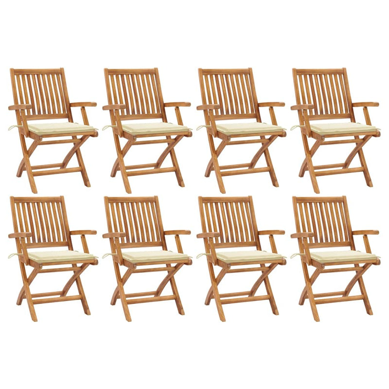 Folding Garden Chairs with Cushions 8 pcs Solid Teak Wood Payday Deals