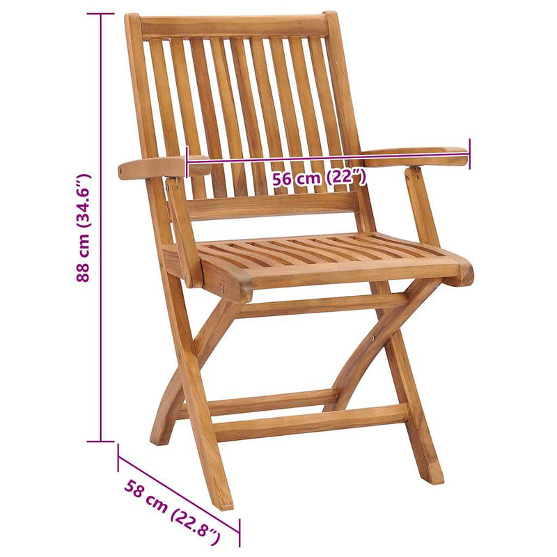 Folding Garden Chairs with Cushions 8 pcs Solid Teak Wood Payday Deals
