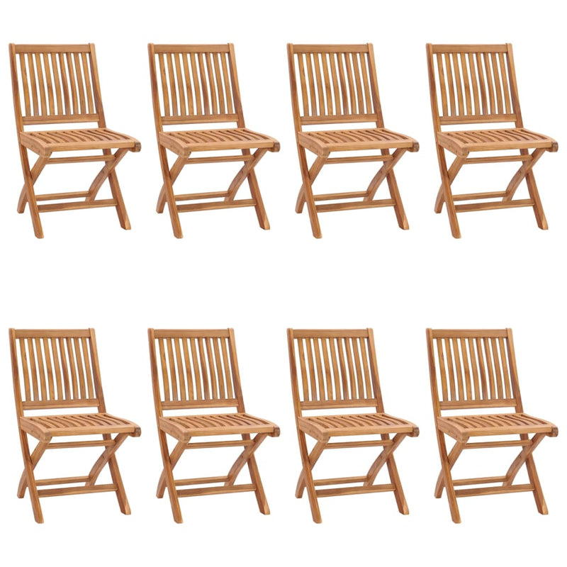 Folding Garden Chairs with Cushions 8 pcs Solid Teak Wood Payday Deals