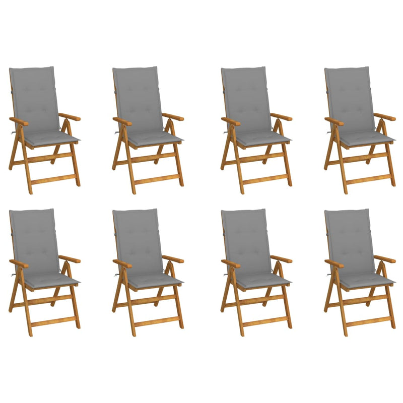 Folding Garden Chairs with Cushions 8 pcs Solid Wood Acacia Payday Deals