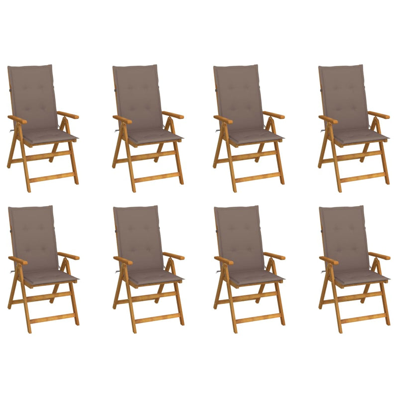 Folding Garden Chairs with Cushions 8 pcs Solid Wood Acacia Payday Deals