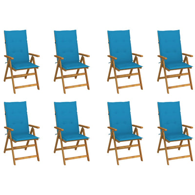 Folding Garden Chairs with Cushions 8 pcs Solid Wood Acacia Payday Deals