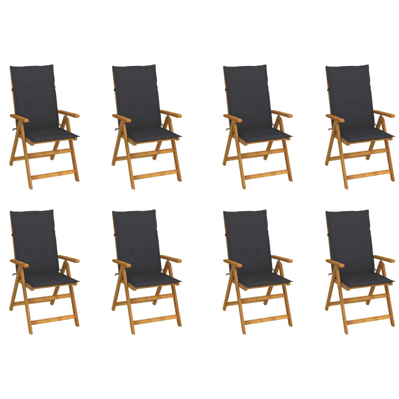Folding Garden Chairs with Cushions 8 pcs Solid Wood Acacia Payday Deals